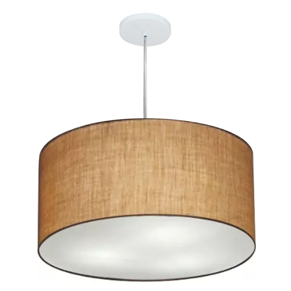 Pendente Cilíndrico Md-4215 Cúpula em Tecido 55x30cm Palha - Bivolt Pendente Cilíndrico Md-4215 Cúpula em Tecido 55x30cm Palha - Bivolt