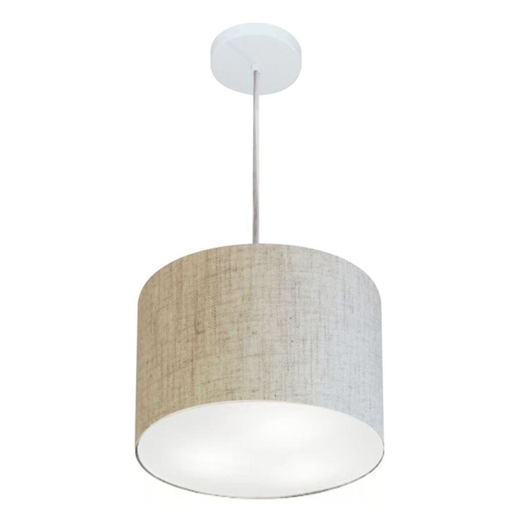 Pendente Cilíndrico Md-4210 Cúpula em Tecido 30x25cm Rústico Bege - Bivolt Pendente Cilíndrico Md-4210 Cúpula em Tecido 30x25cm Rústico Bege - Bivolt