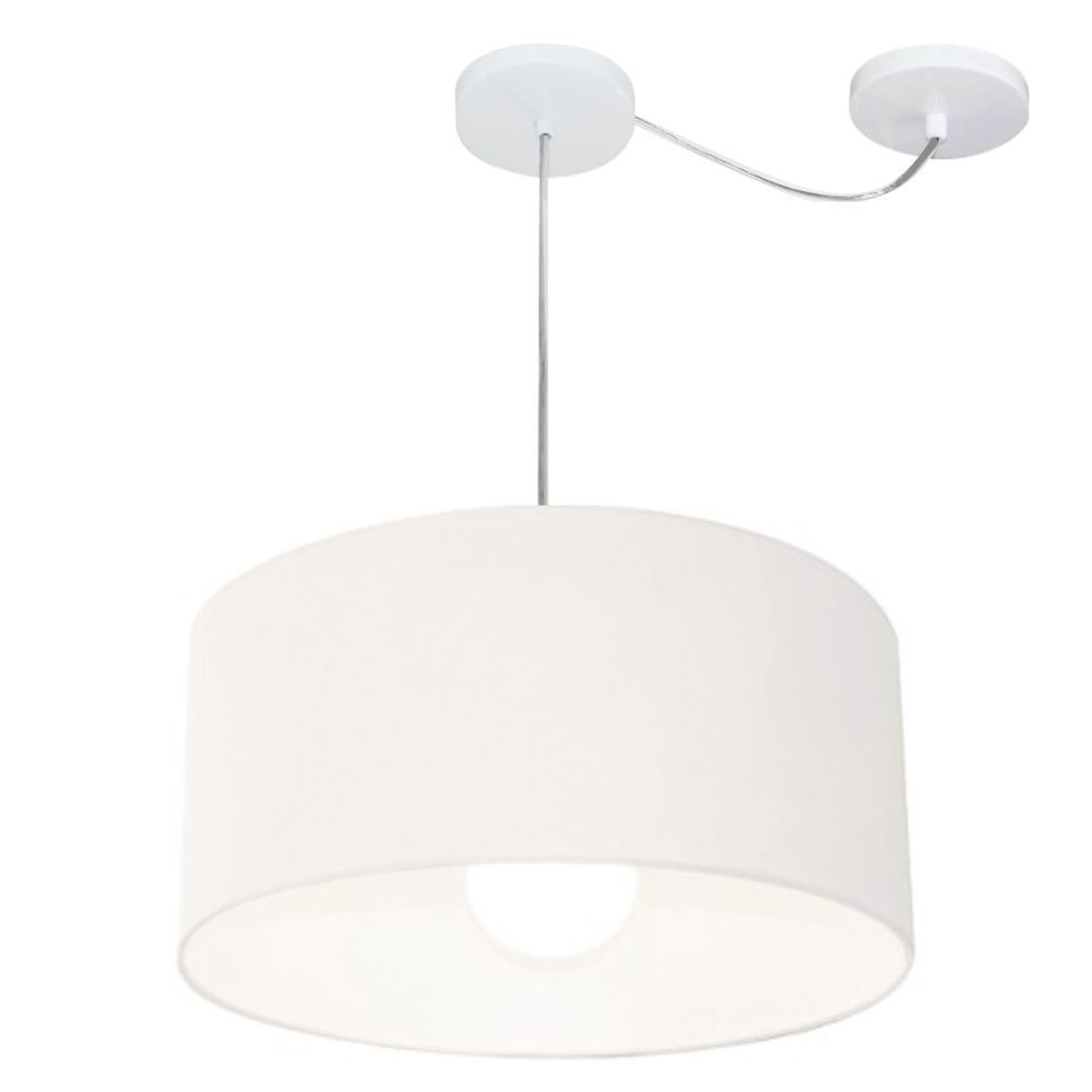 Pendente Cilíndrico Com Desvio Md-4228 Cúpula em Tecido 45x25cm Branco - Bivolt Pendente Cilíndrico Com Desvio Md-4228 Cúpula em Tecido 45x25cm Branco - Bivolt