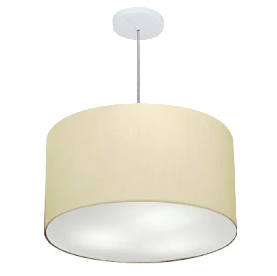 Pendente Cilíndrico Md-4257 Cúpula em Tecido 45x30cm Algodão Crú - Bivolt Pendente Cilíndrico Md-4257 Cúpula em Tecido 45x30cm Algodão Crú - Bivolt