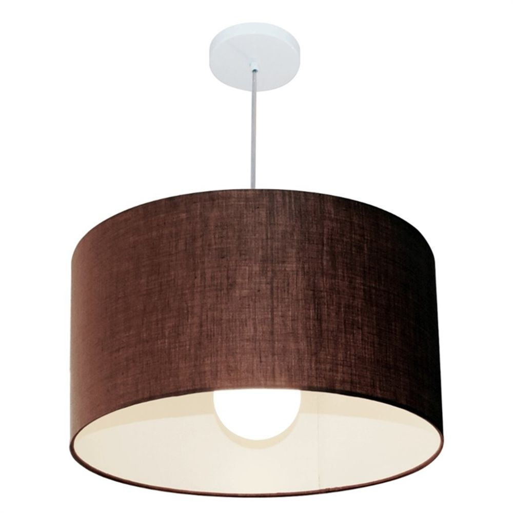 Pendente Cilíndrico Md-4169 Cúpula em Tecido 60x30cm Café - Bivolt Pendente Cilíndrico Md-4169 Cúpula em Tecido 60x30cm Café - Bivolt