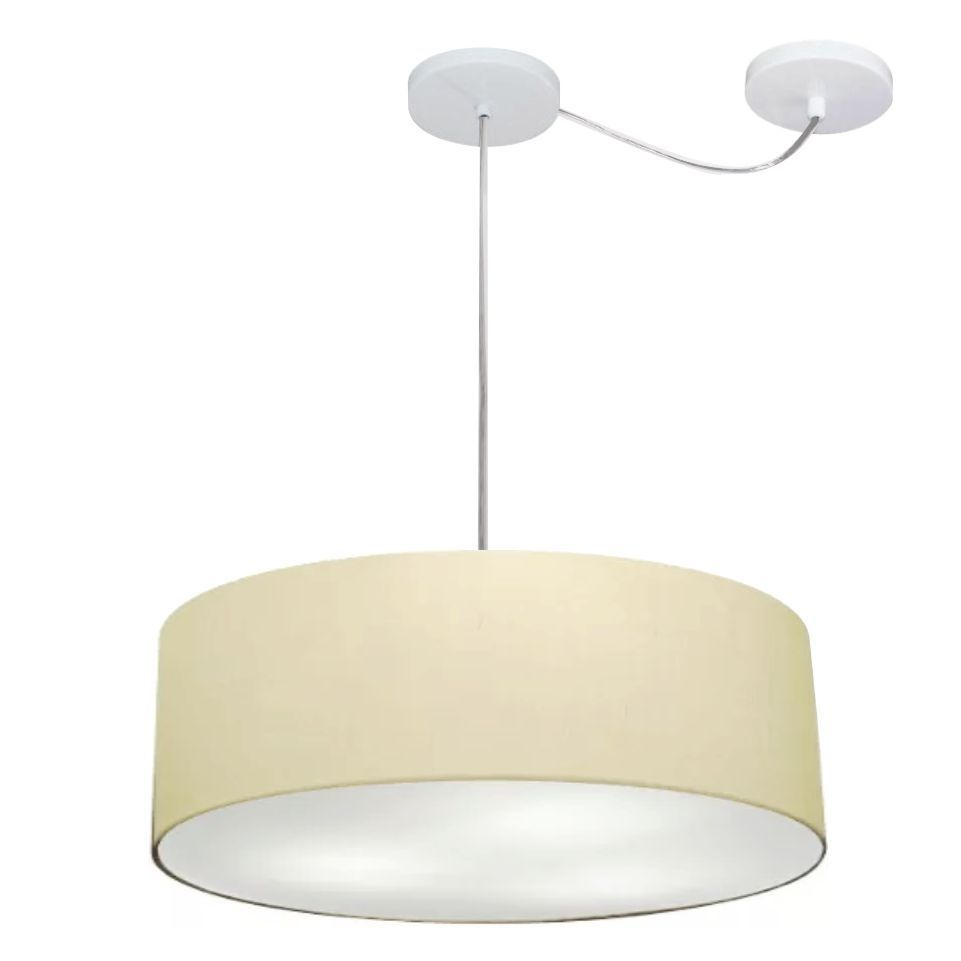 Pendente Cilíndrico Com Desvio Md-4222 Cúpula em Tecido 45x15cm Algodão Crú - Bivolt Pendente Cilíndrico Com Desvio Md-4222 Cúpula em Tecido 45x15cm Algodão Crú - Bivolt