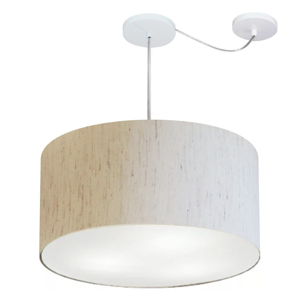 Pendente Cilíndrico Com Desvio Md-4264 Cúpula em Tecido 55x30cm Linho Bege - Bivolt Pendente Cilíndrico Com Desvio Md-4264 Cúpula em Tecido 55x30cm Linho Bege - Bivolt