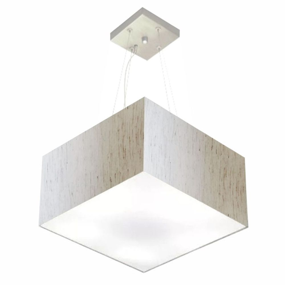 Pendente Quadrado Md-4195 Cúpula em Tecido 25-40x40cm Linho Bege - Bivolt Pendente Quadrado Md-4195 Cúpula em Tecido 25-40x40cm Linho Bege - Bivolt