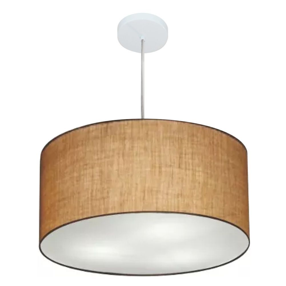Pendente Cilíndrico Md-4245 Cúpula em Tecido 50x30cm Palha - Bivolt Pendente Cilíndrico Md-4245 Cúpula em Tecido 50x30cm Palha - Bivolt