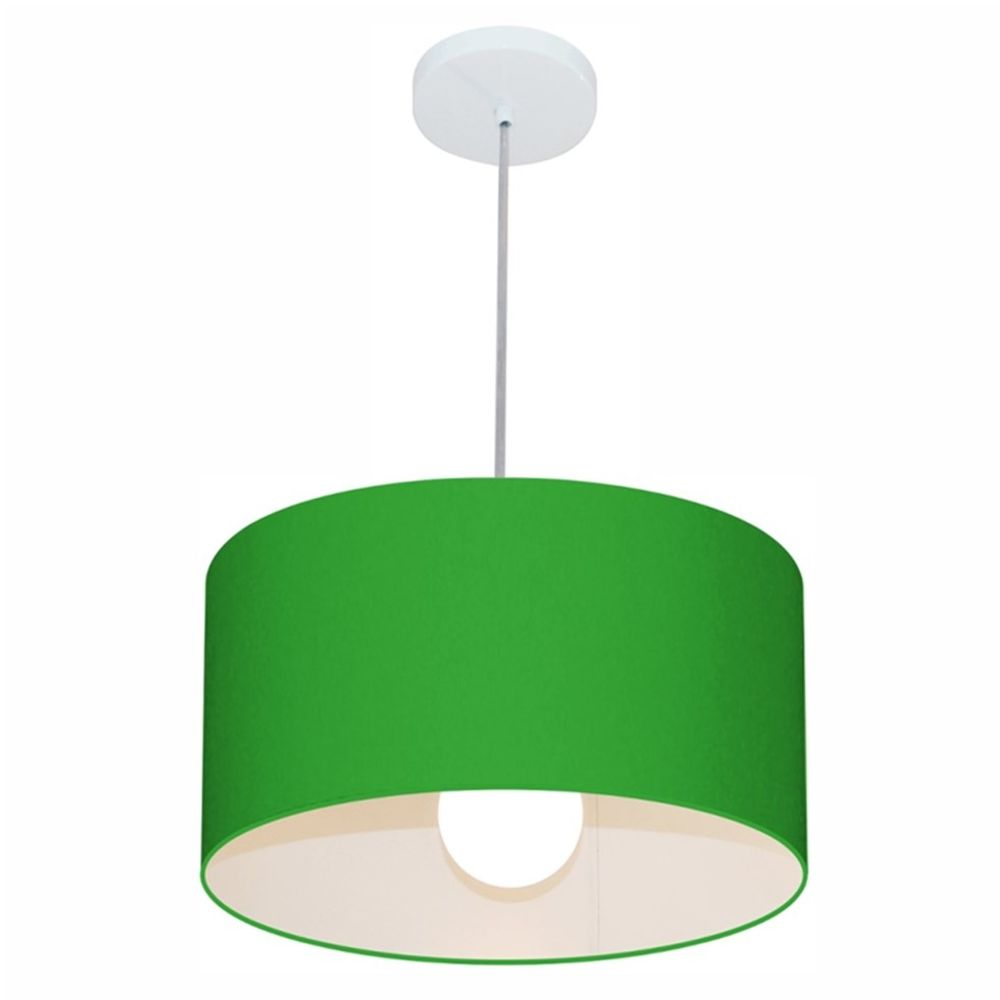 Pendente Cilíndrico Md-4146 Cúpula em Tecido 40x30cm Verde Folha - Bivolt Pendente Cilíndrico Md-4146 Cúpula em Tecido 40x30cm Verde Folha - Bivolt