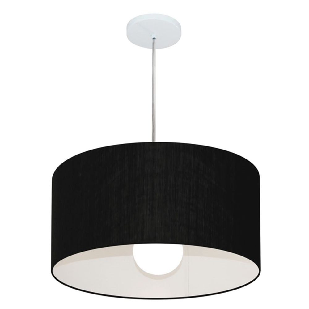 Pendente Cilíndrico Md-4204 Cúpula em Tecido 45x25cm Preto - Bivolt Pendente Cilíndrico Md-4204 Cúpula em Tecido 45x25cm Preto - Bivolt