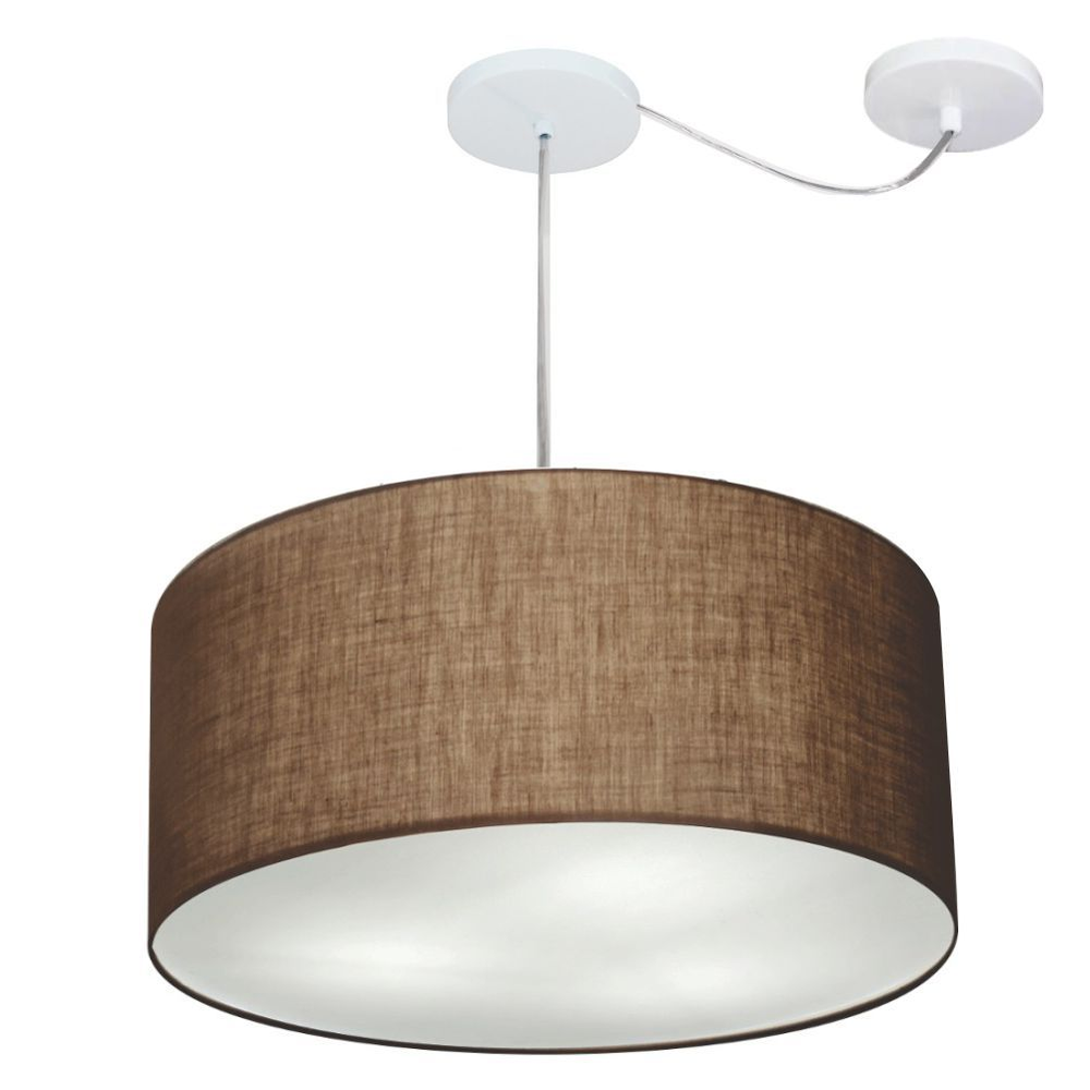 Pendente Cilíndrico Com Desvio Md-4263 Cúpula em Tecido 55x25cm Café - Bivolt Pendente Cilíndrico Com Desvio Md-4263 Cúpula em Tecido 55x25cm Café - Bivolt