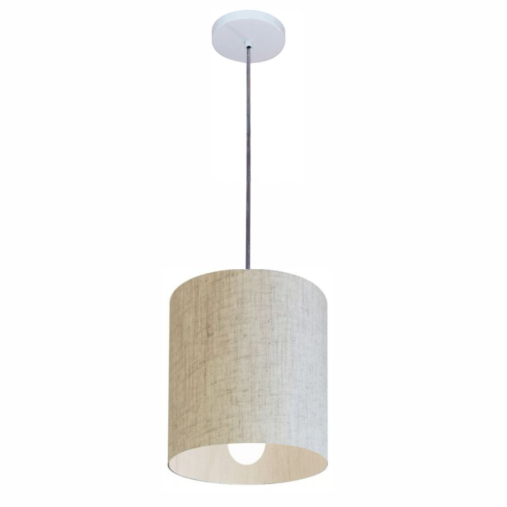 Pendente Cilíndrico Md-4200 Cúpula em Tecido 14x15cm Rústico Bege - Bivolt Pendente Cilíndrico Md-4200 Cúpula em Tecido 14x15cm Rústico Bege - Bivolt
