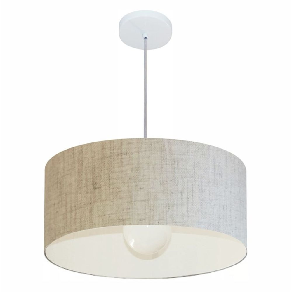 Pendente Cilíndrico 4052 Cúpula em Tecido 50x21cm Rústico Bege- Bivolt Pendente Cilíndrico 4052 Cúpula em Tecido 50x21cm Rústico Bege- Bivolt