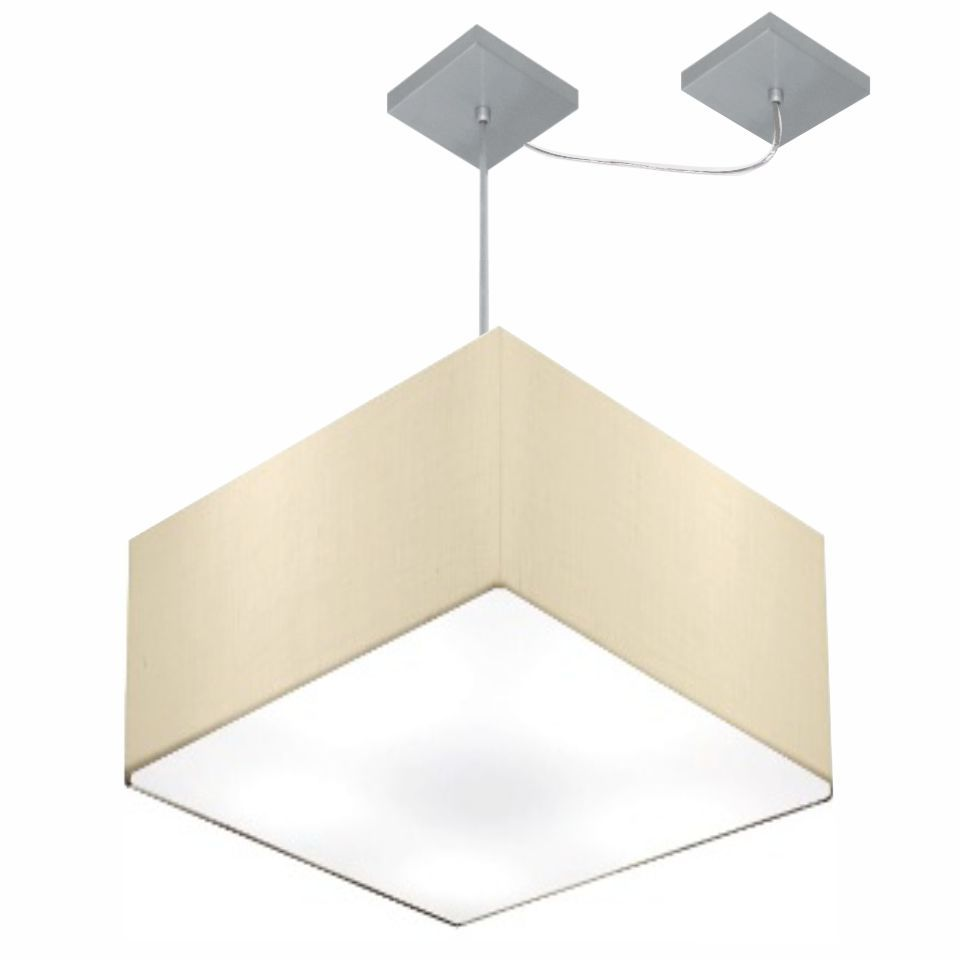 Pendente Quadrado C/ Desvio Md-4270 Cúpula em Tecido 30/35x35cm Algodão Crú - Bivolt Pendente Quadrado C/ Desvio Md-4270 Cúpula em Tecido 30/35x35cm Algodão Crú - Bivolt