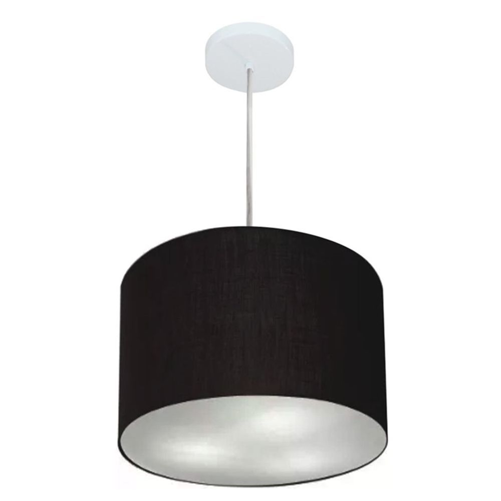Pendente Cilíndrico Md-4211 Cúpula em Tecido 35x25cm Preto - Bivolt Pendente Cilíndrico Md-4211 Cúpula em Tecido 35x25cm Preto - Bivolt