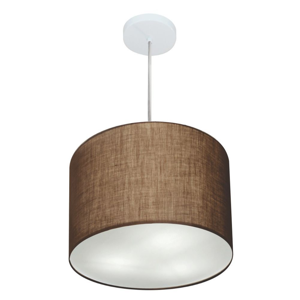 Pendente Cilíndrico Md-4216 Cúpula em Tecido 40x30cm Café - Bivolt Pendente Cilíndrico Md-4216 Cúpula em Tecido 40x30cm Café - Bivolt