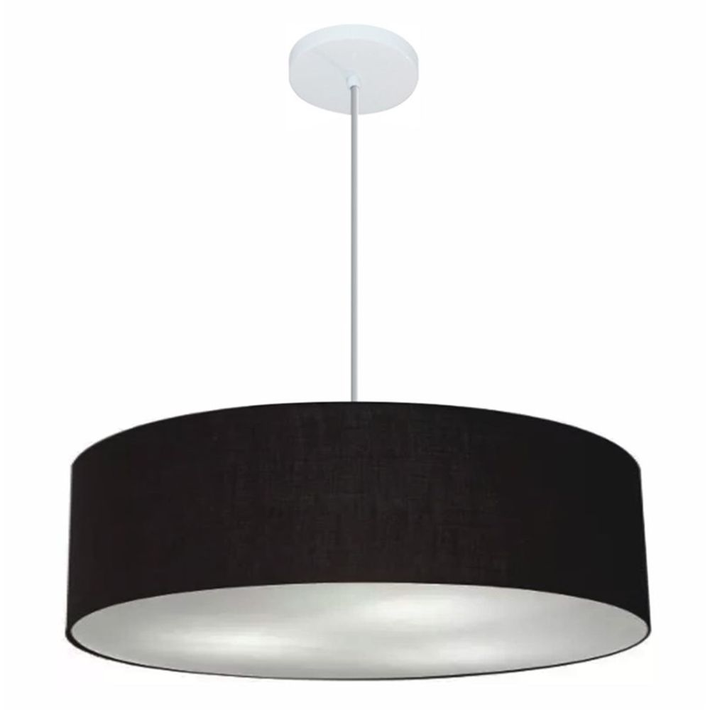 Pendente Cilíndrico Md-4221 Cúpula em Tecido 60x15cm Preto- Bivolt Pendente Cilíndrico Md-4221 Cúpula em Tecido 60x15cm Preto- Bivolt