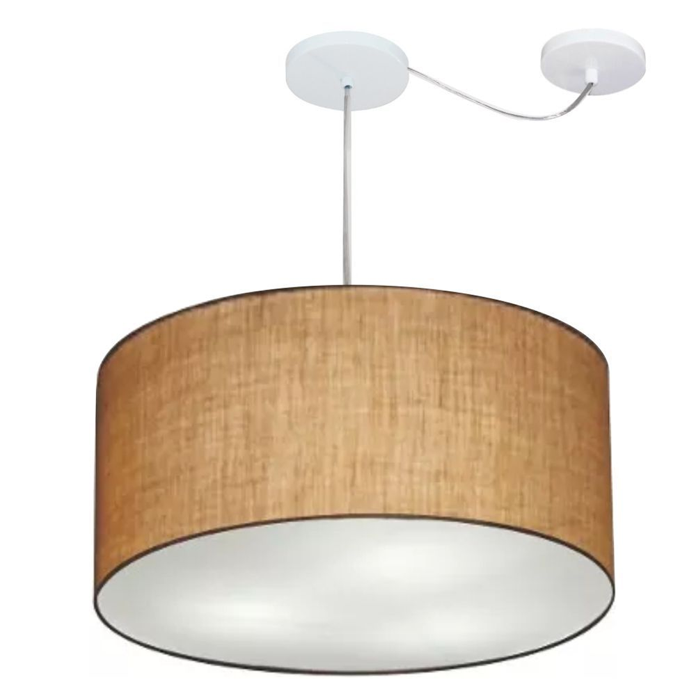 Pendente Cilíndrico Com Desvio Md-4253 Cúpula em Tecido 55x30cm Palha - Bivolt Pendente Cilíndrico Com Desvio Md-4253 Cúpula em Tecido 55x30cm Palha - Bivolt