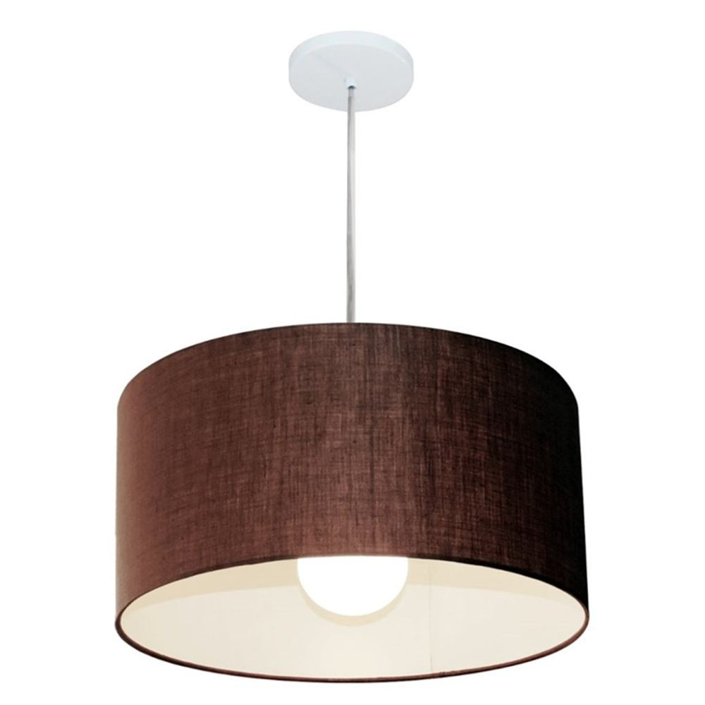 Pendente Cilíndrico Md-4204 Cúpula em Tecido 45x25cm Café - Bivolt Pendente Cilíndrico Md-4204 Cúpula em Tecido 45x25cm Café - Bivolt