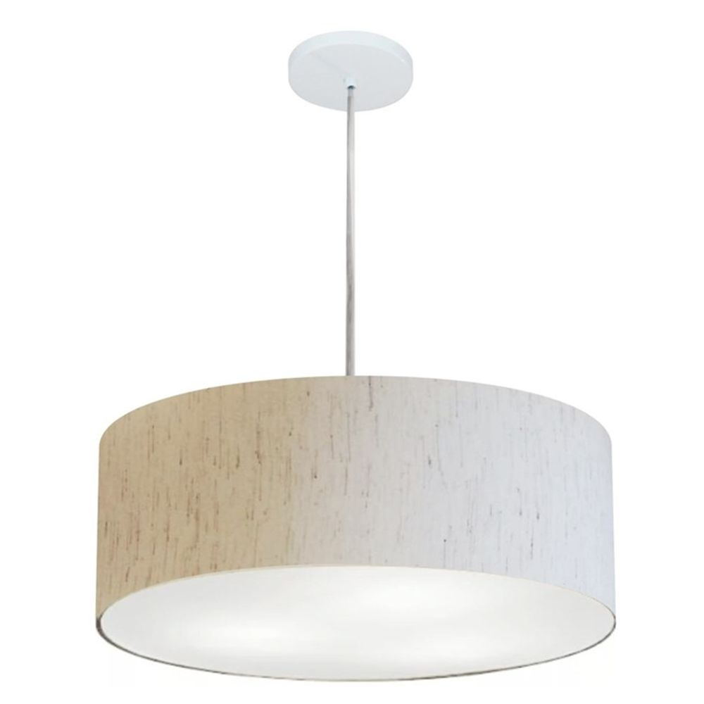 Pendente Cilíndrico Md-4218 Cúpula em Tecido 55x15cm Linho Bege - Bivolt Pendente Cilíndrico Md-4218 Cúpula em Tecido 55x15cm Linho Bege - Bivolt