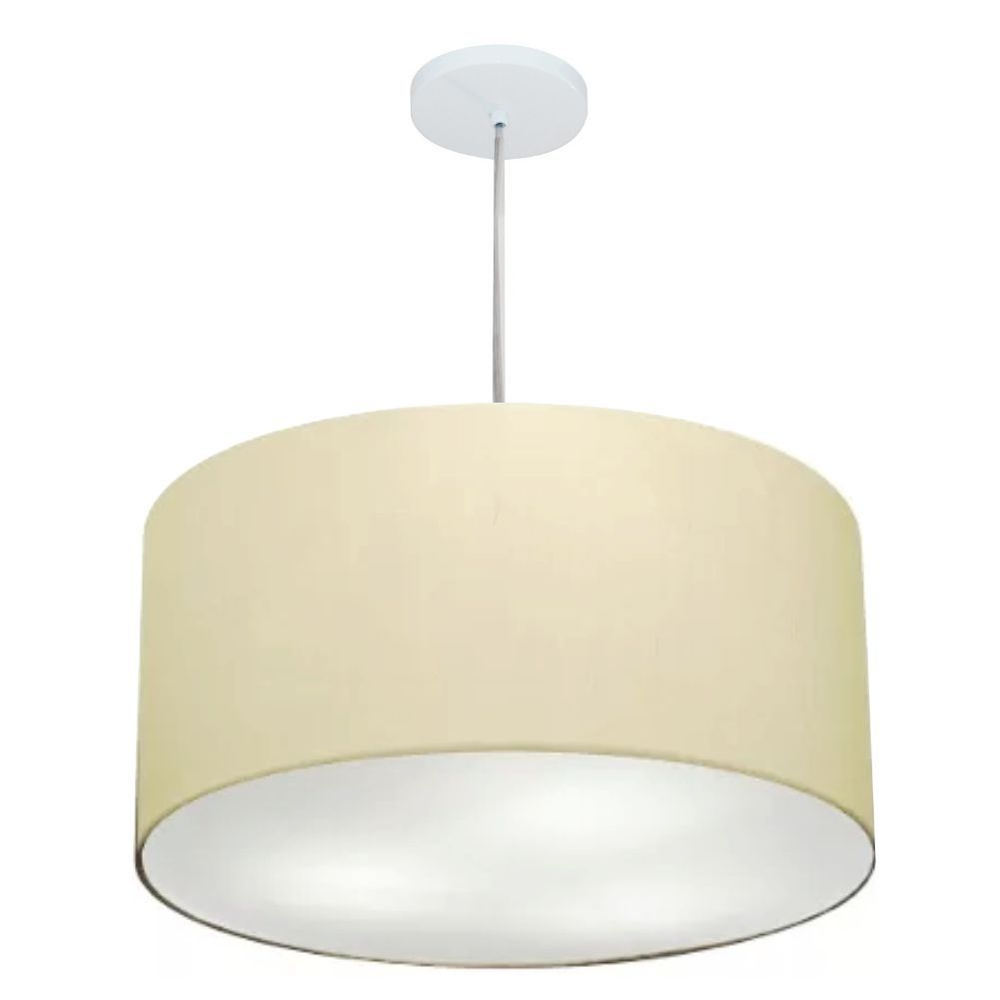Pendente Cilíndrico Md-4215 Cúpula em Tecido 55x30cm Algodão Crú - Bivolt Pendente Cilíndrico Md-4215 Cúpula em Tecido 55x30cm Algodão Crú - Bivolt