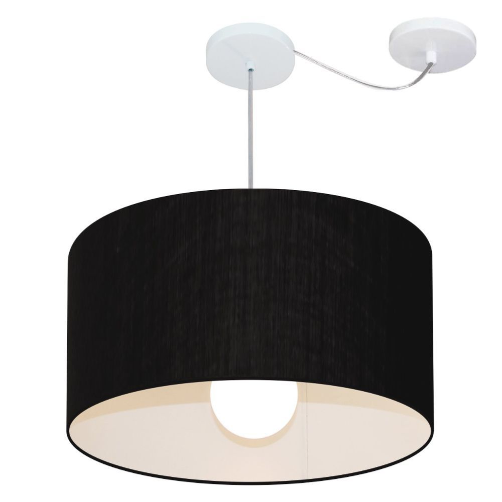 Pendente Cilíndrico Com Desvio Md-4234 Cúpula em Tecido 60x30cm Preto - Bivolt Pendente Cilíndrico Com Desvio Md-4234 Cúpula em Tecido 60x30cm Preto - Bivolt