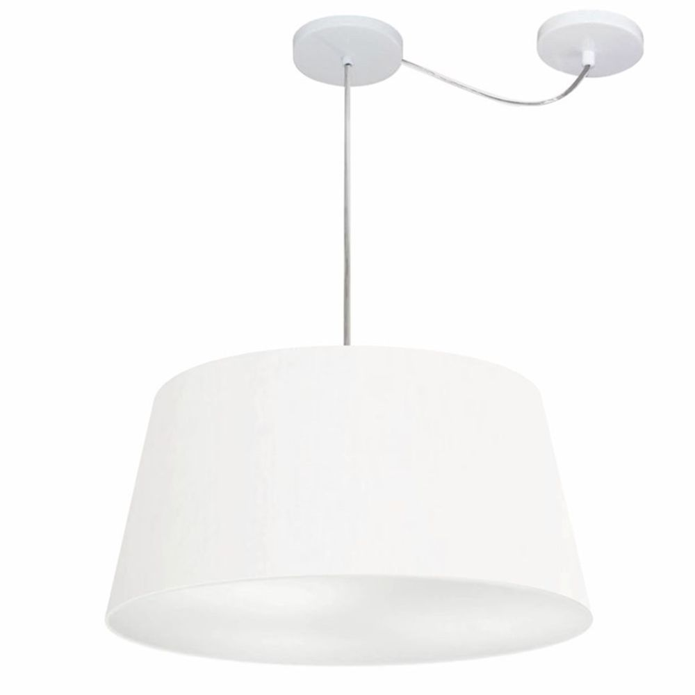 Pendente Cone Com Desvio Md-4282 Cúpula Tecido 21/40x50cm Branco - Bivolt Pendente Cone Com Desvio Md-4282 Cúpula Tecido 21/40x50cm Branco - Bivolt