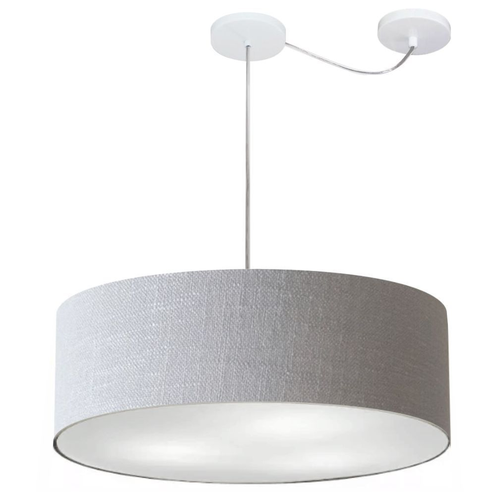 Pendente Cilíndrico Com Desvio Md-4262 Cúpula em Tecido 55x15cm Rústico Cinza - Bivolt Pendente Cilíndrico Com Desvio Md-4262 Cúpula em Tecido 55x15cm Rústico Cinza - Bivolt