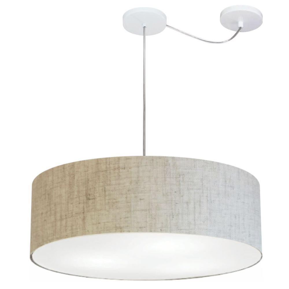 Pendente Cilíndrico Com Desvio Md-4262 Cúpula em Tecido 55x15cm Rústico Bege - Bivolt Pendente Cilíndrico Com Desvio Md-4262 Cúpula em Tecido 55x15cm Rústico Bege - Bivolt