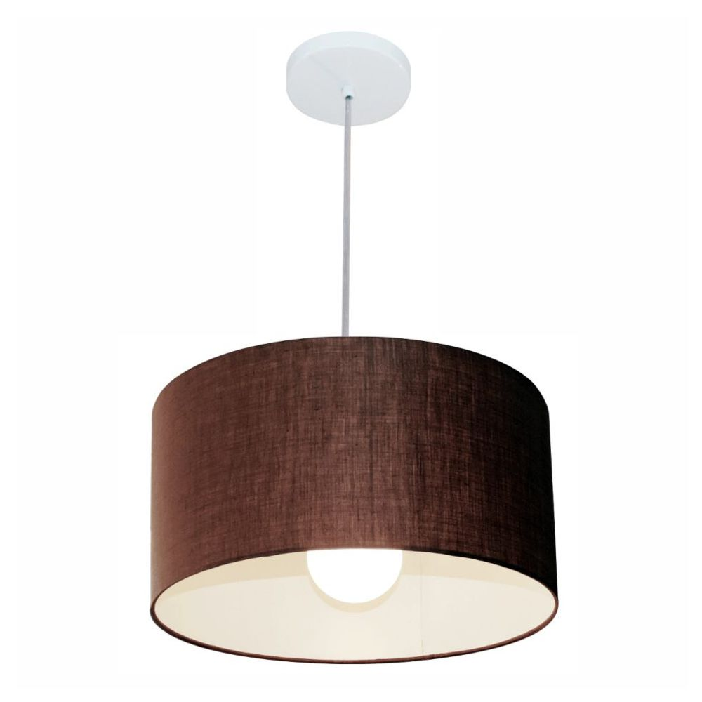 Pendente Cilíndrico Md-4031 Cúpula em Tecido 40x21cm Café - Bivolt Pendente Cilíndrico Md-4031 Cúpula em Tecido 40x21cm Café - Bivolt
