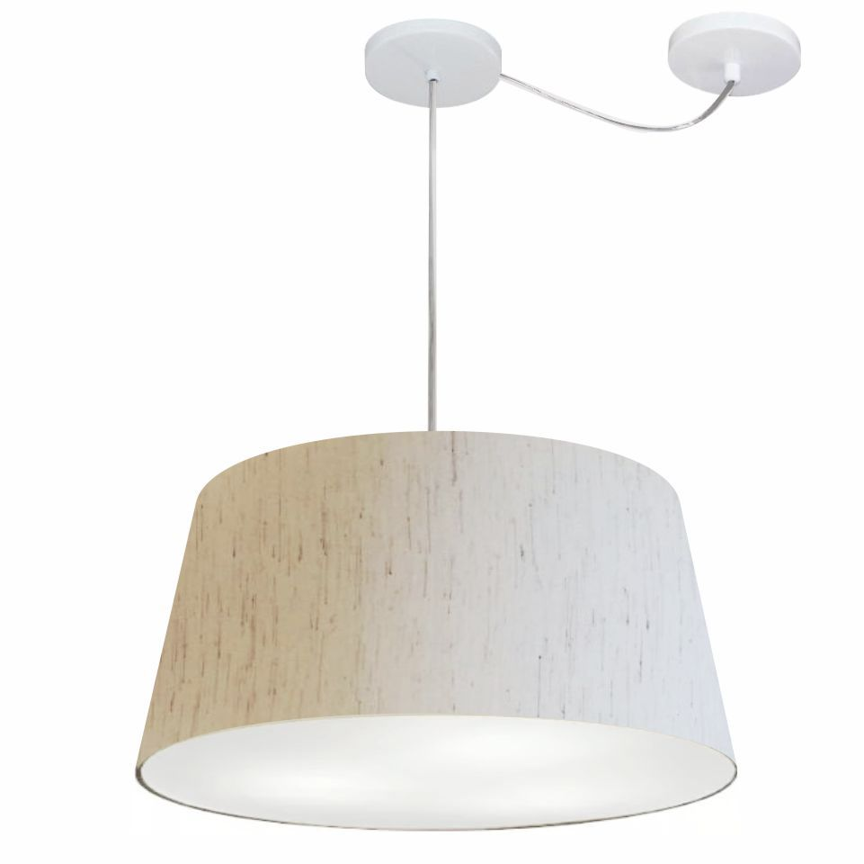 Pendente Cone Com Desvio Md-4282 Cúpula Tecido 21/40x50cm Linho Bege - Bivolt Pendente Cone Com Desvio Md-4282 Cúpula Tecido 21/40x50cm Linho Bege - Bivolt
