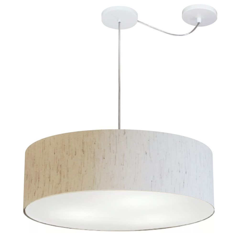 Pendente Cilíndrico Com Desvio Md-4262 Cúpula em Tecido 55x15cm Linho Bege - Bivolt Pendente Cilíndrico Com Desvio Md-4262 Cúpula em Tecido 55x15cm Linho Bege - Bivolt