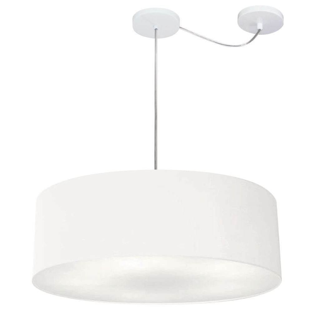 Pendente Cilíndrico Com Desvio Md-4262 Cúpula em Tecido 55x15cm Branco - Bivolt Pendente Cilíndrico Com Desvio Md-4262 Cúpula em Tecido 55x15cm Branco - Bivolt