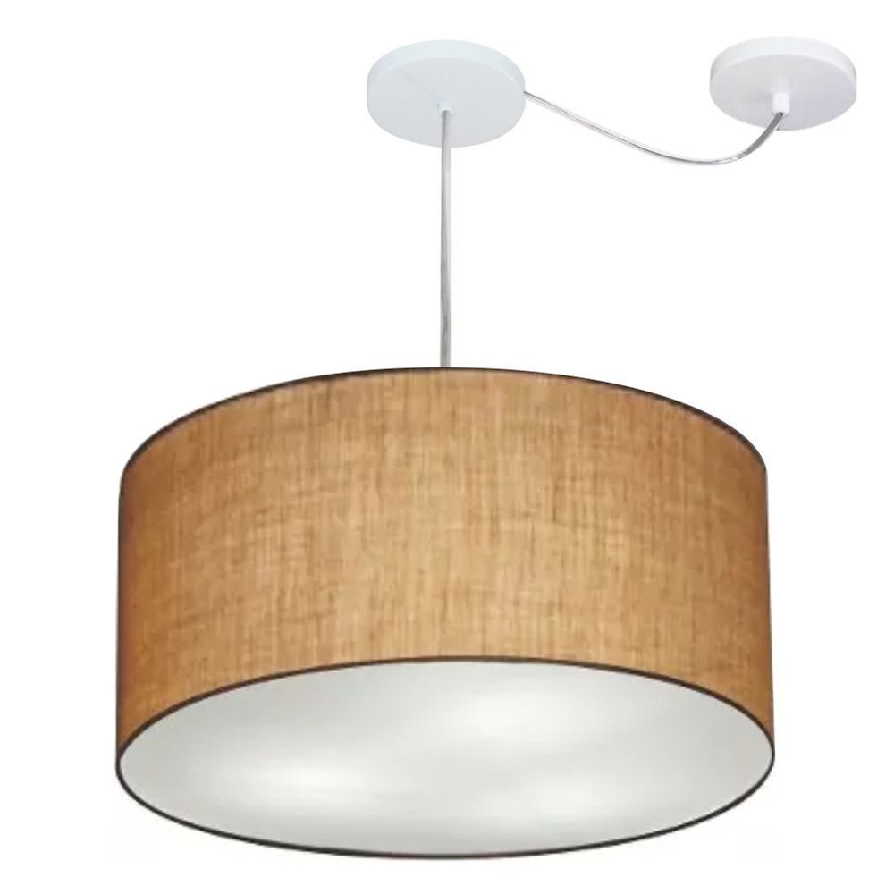 Pendente Cilíndrico Com Desvio Md-4261 Cúpula em Tecido 50x30cm Palha - Bivolt Pendente Cilíndrico Com Desvio Md-4261 Cúpula em Tecido 50x30cm Palha - Bivolt
