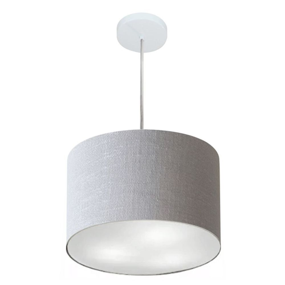 Pendente Cilíndrico Md-4211 Cúpula em Tecido 35x25cm Rústico Cinza - Bivolt Pendente Cilíndrico Md-4211 Cúpula em Tecido 35x25cm Rústico Cinza - Bivolt