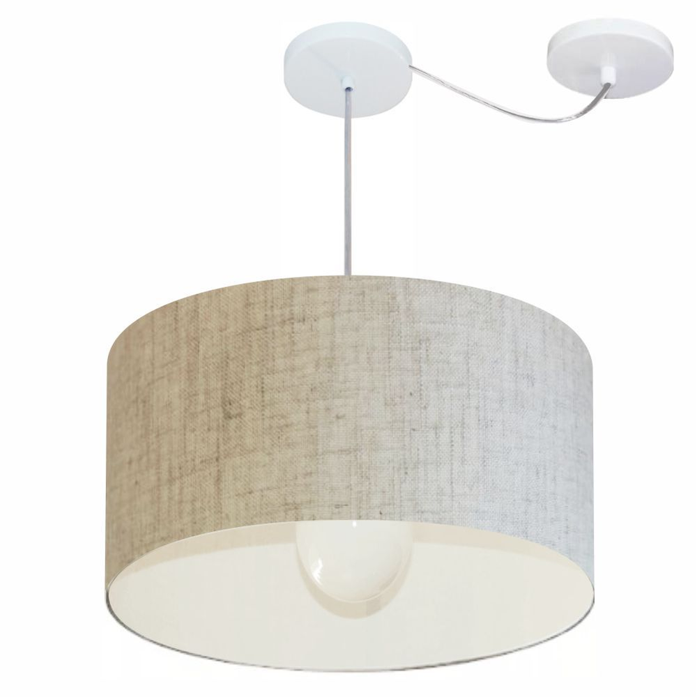 Pendente Cilíndrico Com Desvio Md-4231 Cúpula em Tecido 50x30cm Rústico Bege - Bivolt Pendente Cilíndrico Com Desvio Md-4231 Cúpula em Tecido 50x30cm Rústico Bege - Bivolt