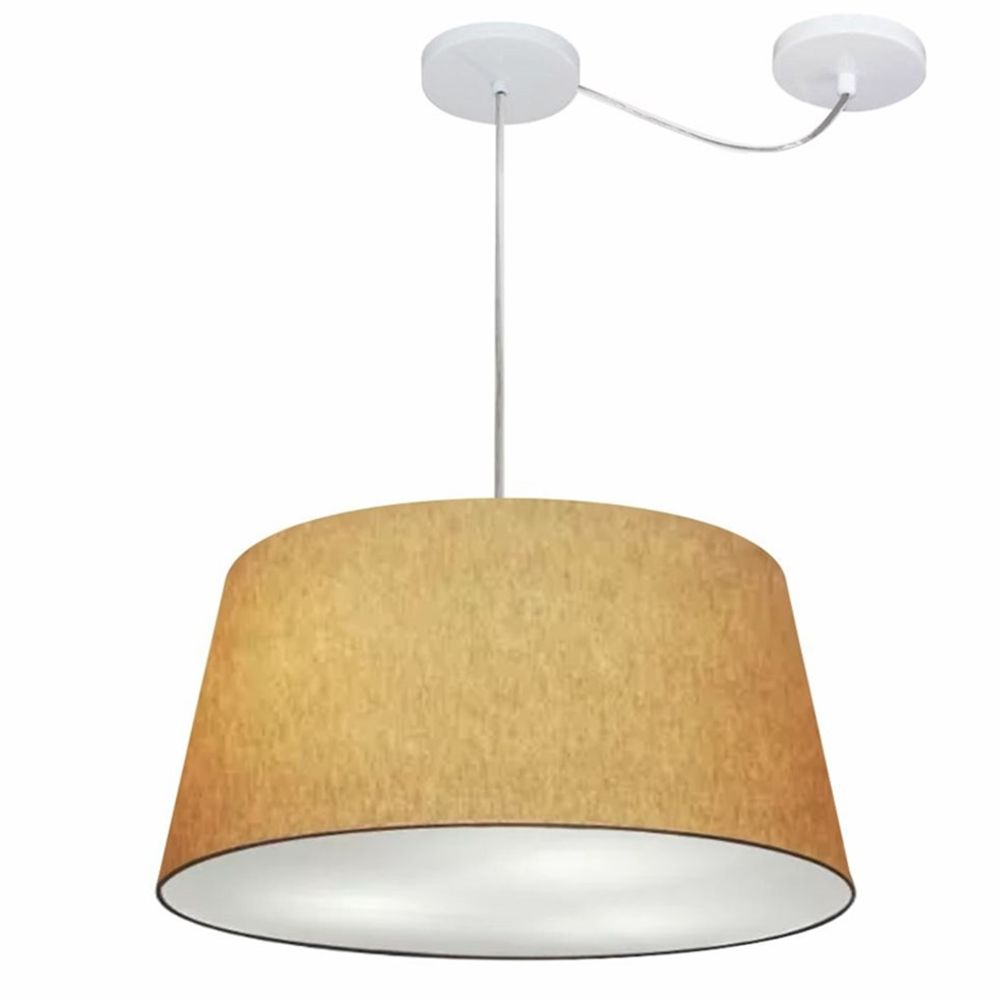 Pendente Cone Com Desvio Md-4282 Cúpula Tecido 21/40x50cm Palha - Bivolt Pendente Cone Com Desvio Md-4282 Cúpula Tecido 21/40x50cm Palha - Bivolt