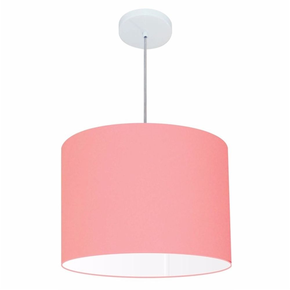 Pendente Cilíndrico Md-4146 Cúpula em Tecido 40x30cm Rosa Bebê - Bivolt Pendente Cilíndrico Md-4146 Cúpula em Tecido 40x30cm Rosa Bebê - Bivolt