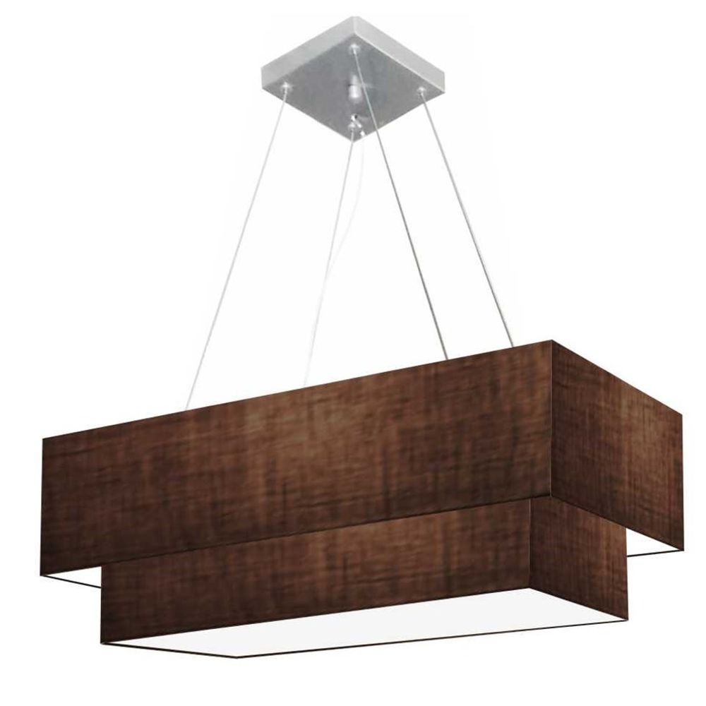 Pendente Duplo Retangular Vivare Md-4138 Cúpula em Tecido 70x30cm x 60x25cm Café - Bivolt Pendente Duplo Retangular Vivare Md-4138 Cúpula em Tecido 70x30cm x 60x25cm Café - Bivolt