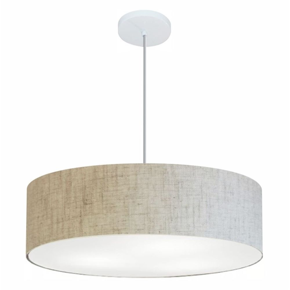 Pendente Cilíndrico Md-4221 Cúpula em Tecido 60x15cm Rústico Bege - Bivolt Pendente Cilíndrico Md-4221 Cúpula em Tecido 60x15cm Rústico Bege - Bivolt