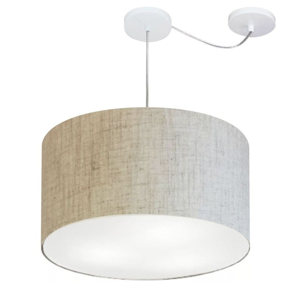 Pendente Cilíndrico Com Desvio Md-4168 Cúpula em Tecido 60x30cm Rústico Bege - Bivolt Pendente Cilíndrico Com Desvio Md-4168 Cúpula em Tecido 60x30cm Rústico Bege - Bivolt