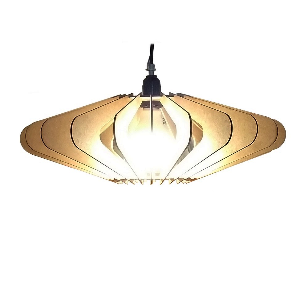 Lustre Luminária Pendente de Madeira MDF Mod. OVNI Lustre Luminária Pendente de Madeira MDF Mod. OVNI