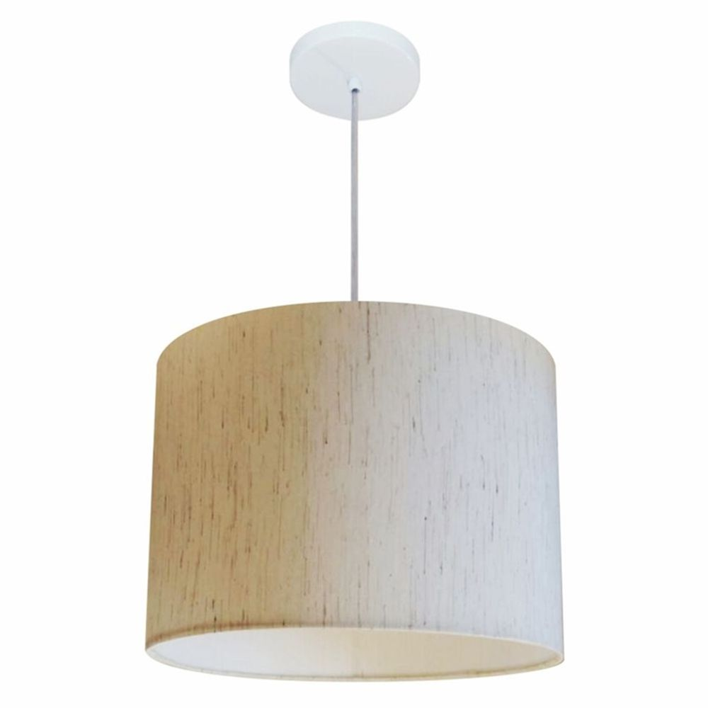 Pendente Cilíndrico Md-4146 Cúpula em Tecido 40x30cm Linho Bege - Bivolt Pendente Cilíndrico Md-4146 Cúpula em Tecido 40x30cm Linho Bege - Bivolt