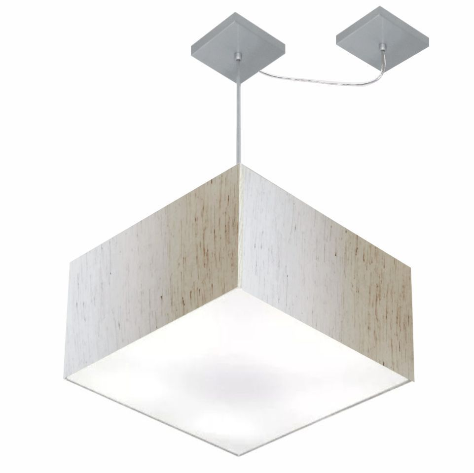 Pendente Quadrado C/ Desvio Md-4270 Cúpula em Tecido 30/35x35cm Linho Bege - Bivolt Pendente Quadrado C/ Desvio Md-4270 Cúpula em Tecido 30/35x35cm Linho Bege - Bivolt