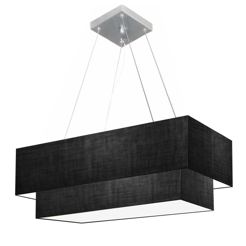 Pendente Duplo Retangular Vivare Md-4138 Cúpula em Tecido 70x30cm x 60x25cm Preto - Bivolt Pendente Duplo Retangular Vivare Md-4138 Cúpula em Tecido 70x30cm x 60x25cm Preto - Bivolt