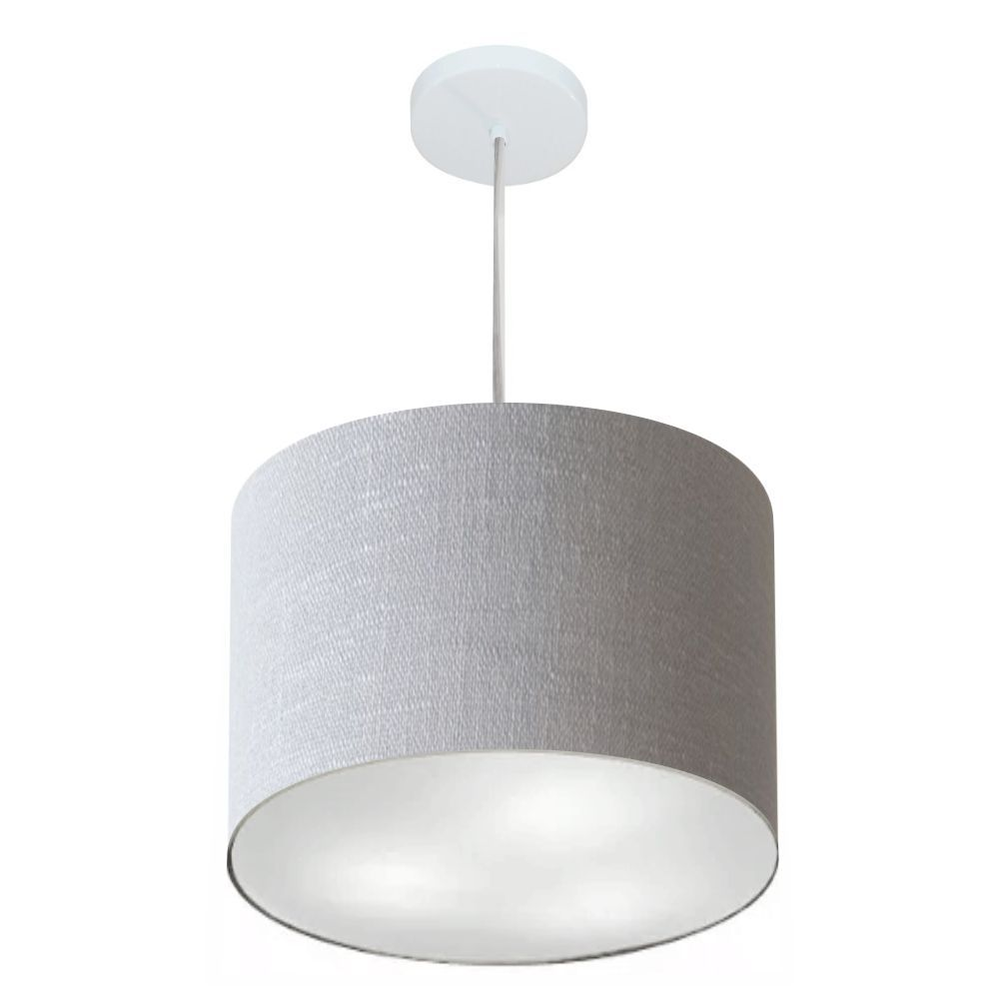 Pendente Cilíndrico Md-4216 Cúpula em Tecido 40x30cm Rústico Cinza - Bivolt Pendente Cilíndrico Md-4216 Cúpula em Tecido 40x30cm Rústico Cinza - Bivolt