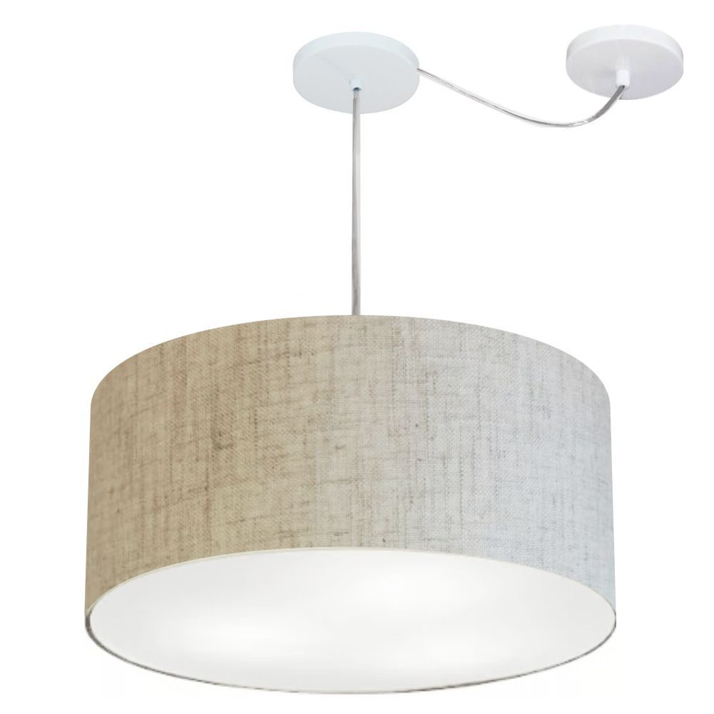 Pendente Cilíndrico Com Desvio Md-4252 Cúpula em Tecido 55x25cm Rústico Bege - Bivolt Pendente Cilíndrico Com Desvio Md-4252 Cúpula em Tecido 55x25cm Rústico Bege - Bivolt
