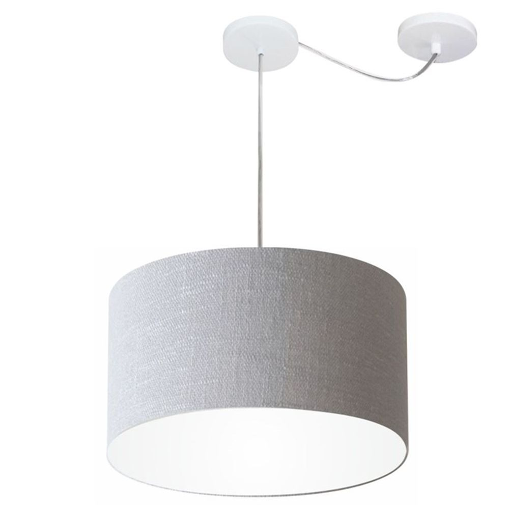 Pendente Cilíndrico Com Desvio Md-4163 Cúpula em Tecido 40x25cm Rústico Cinza - Bivolt Pendente Cilíndrico Com Desvio Md-4163 Cúpula em Tecido 40x25cm Rústico Cinza - Bivolt