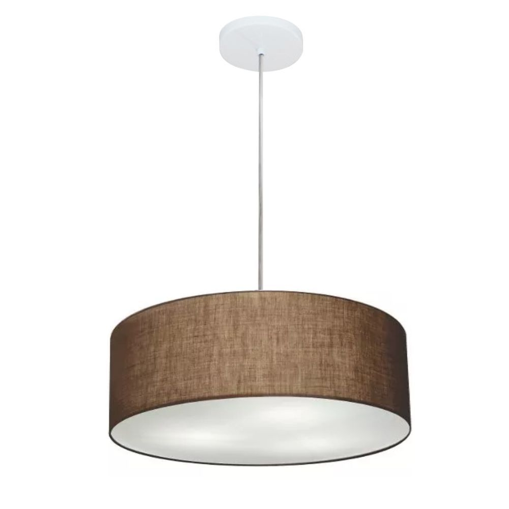 Pendente Cilíndrico Md-4132 Cúpula em Tecido 40x15cm Café - Bivolt Pendente Cilíndrico Md-4132 Cúpula em Tecido 40x15cm Café - Bivolt