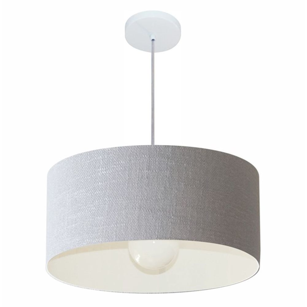 Pendente Cilíndrico 4052 Cúpula em Tecido 50x21cm Rústico Cinza - Bivolt Pendente Cilíndrico 4052 Cúpula em Tecido 50x21cm Rústico Cinza - Bivolt
