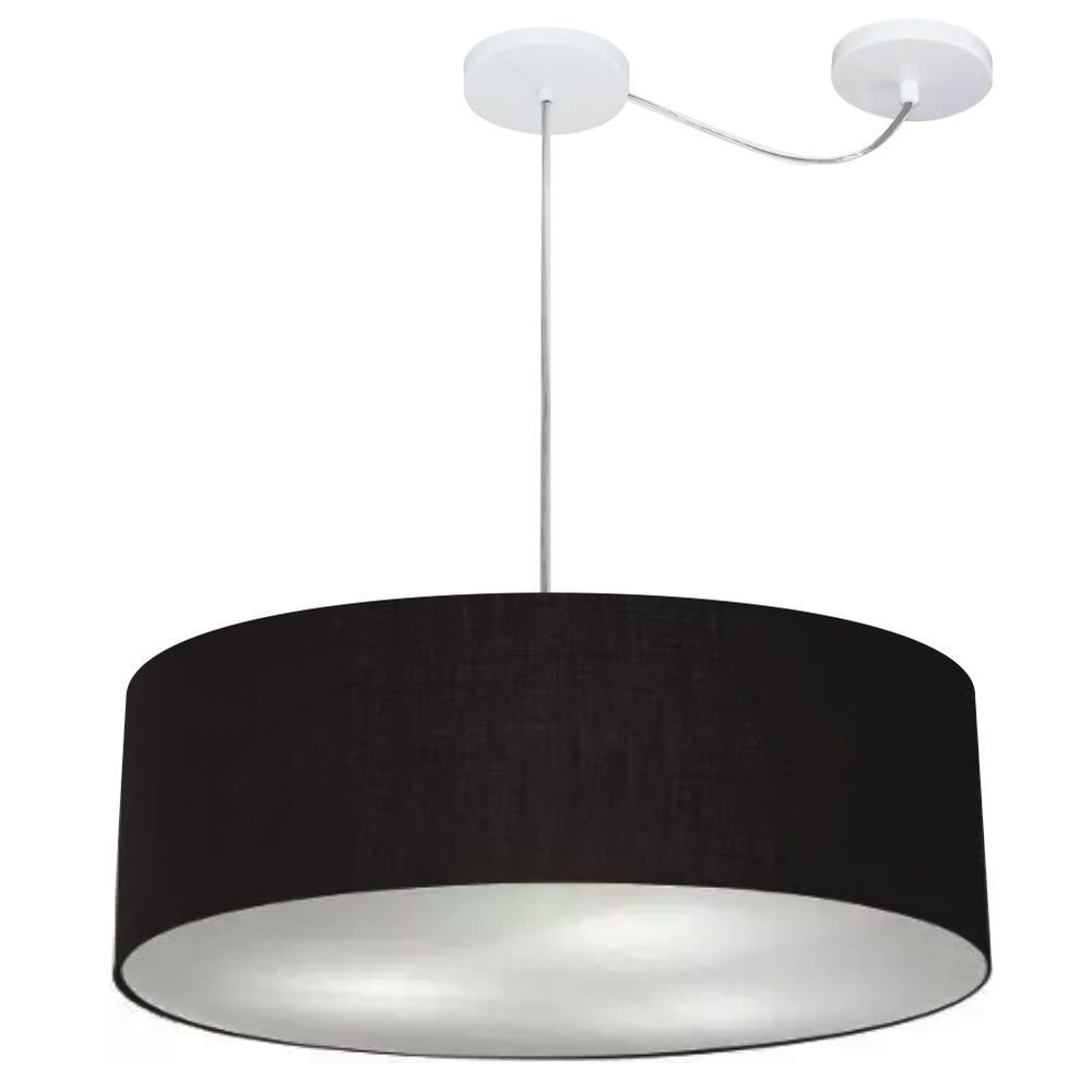 Pendente Cilíndrico Com Desvio Md-4262 Cúpula em Tecido 55x15cm Preto - Bivolt Pendente Cilíndrico Com Desvio Md-4262 Cúpula em Tecido 55x15cm Preto - Bivolt