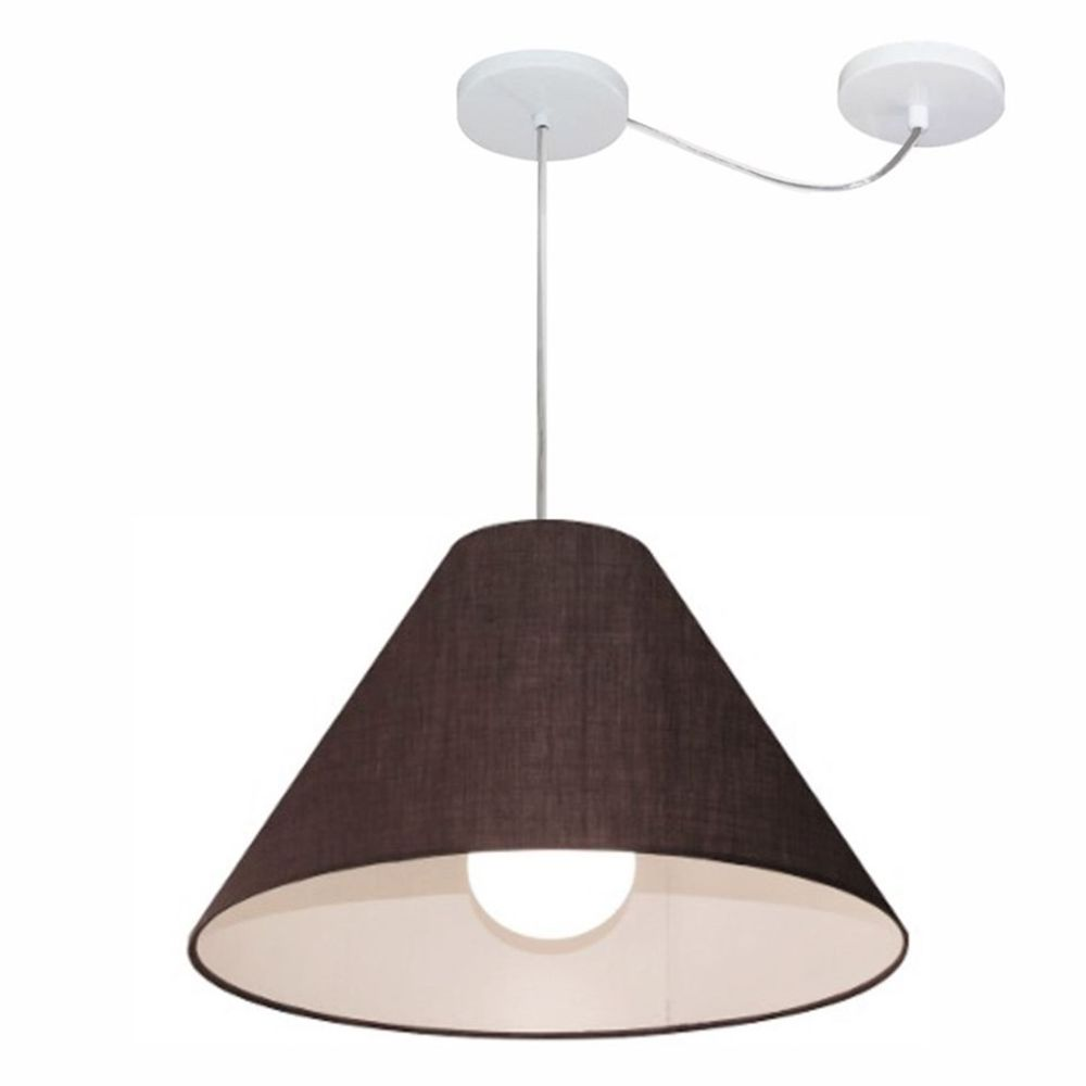 Pendente Cone Com Desvio Md-4273 Cúpula Tecido 21/30x40cm Café - Bivolt Pendente Cone Com Desvio Md-4273 Cúpula Tecido 21/30x40cm Café - Bivolt