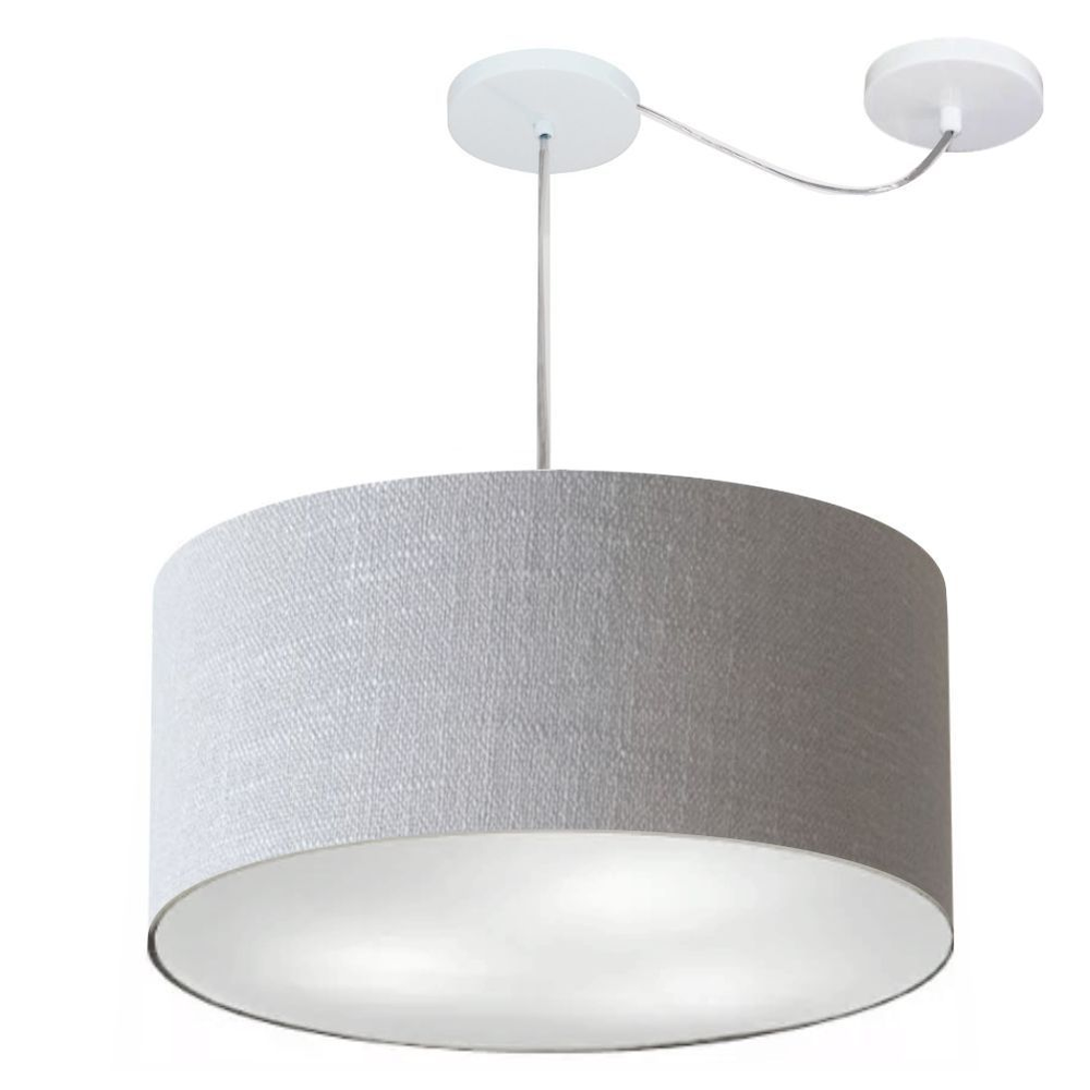 Pendente Cilíndrico Com Desvio Md-4252 Cúpula em Tecido 55x25cm Rústico Cinza - Bivolt Pendente Cilíndrico Com Desvio Md-4252 Cúpula em Tecido 55x25cm Rústico Cinza - Bivolt